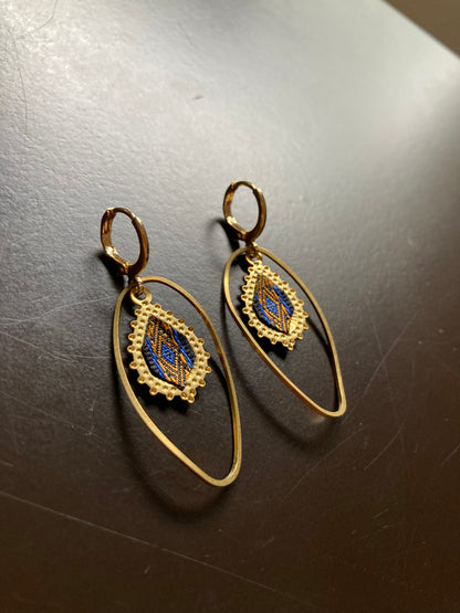 Aztec-Golden Contemporary Design Dangling Earrings