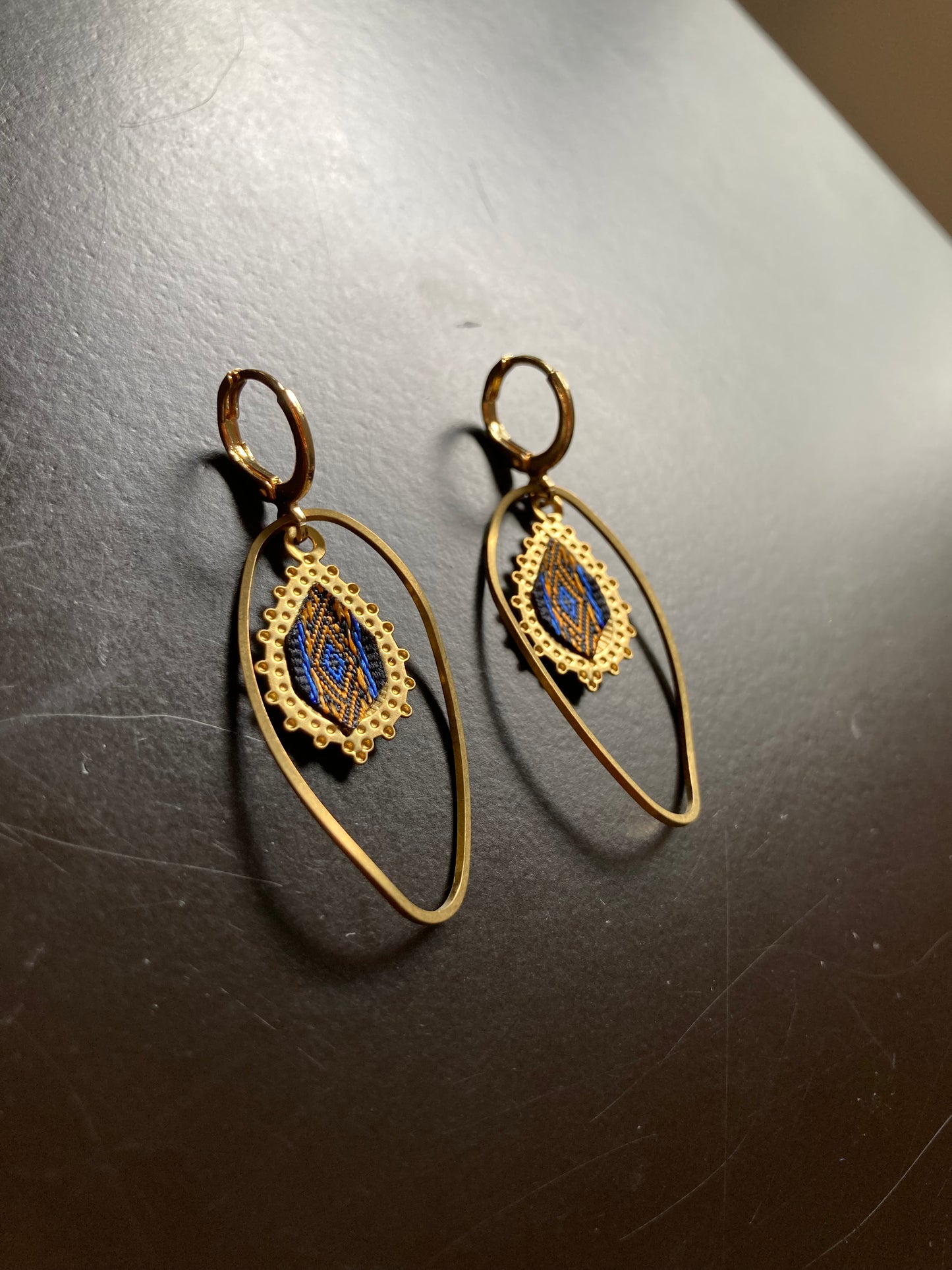 Aztec-Golden Contemporary Design Dangling Earrings