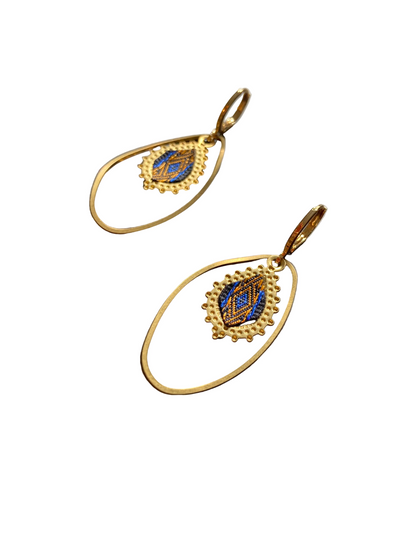 Aztec-Golden Contemporary Design Dangling Earrings