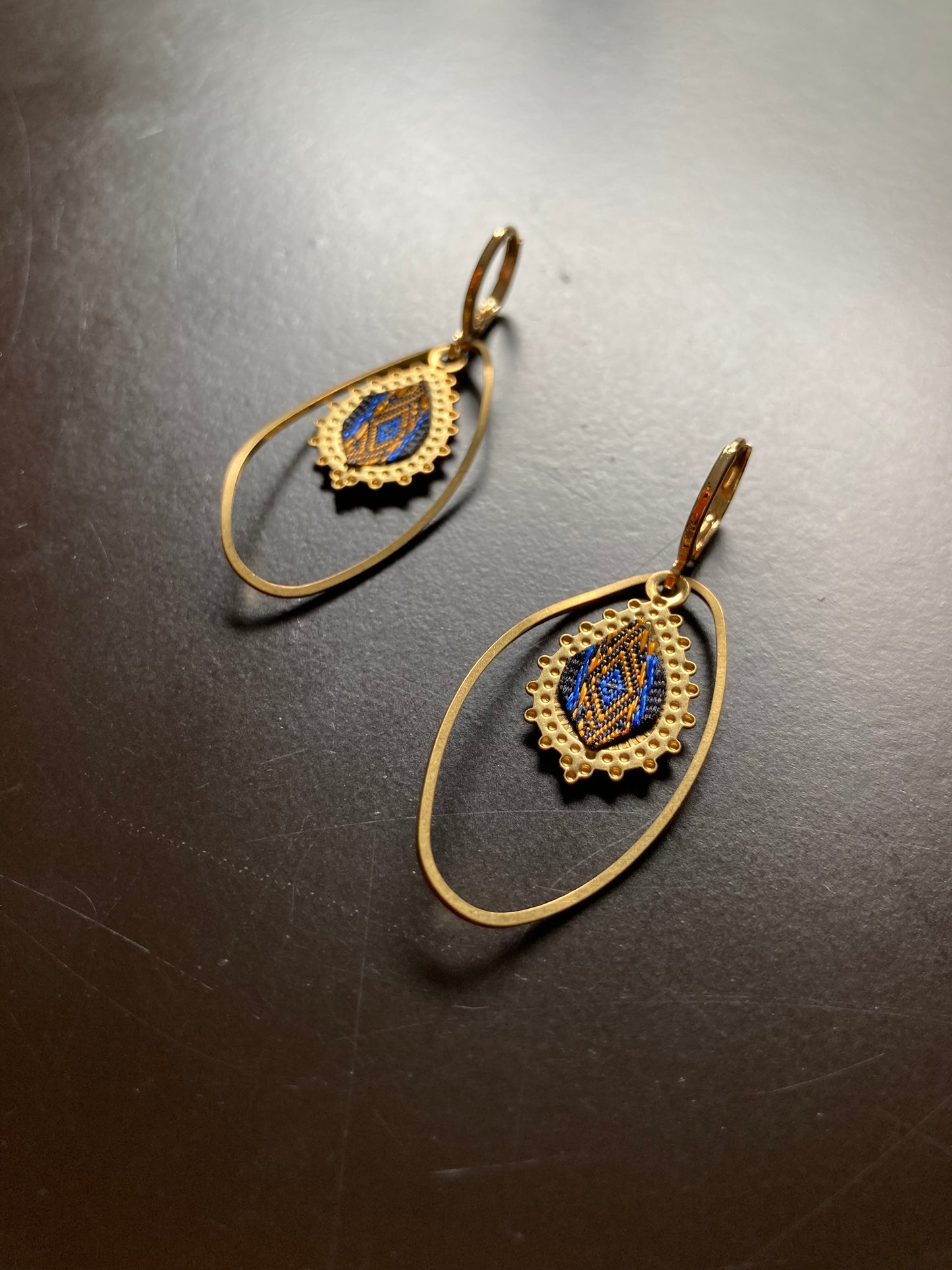 Aztec-Golden Contemporary Design Dangling Earrings