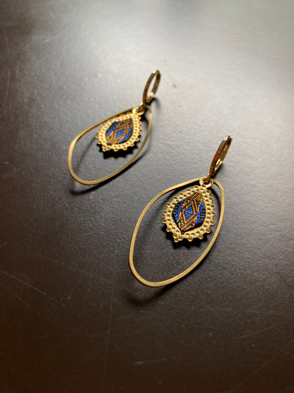 Aztec-Golden Contemporary Design Dangling Earrings