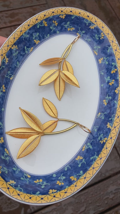 Penny•Unique Design Statement 6+Way-to-Style Gold Silky Thread Floral Earrings-Handmade Cultural Jewelry