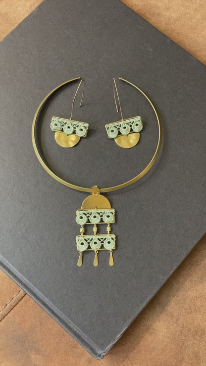 Aztec-Earrings & Necklace|Choker Set | Unique Contemporary Design