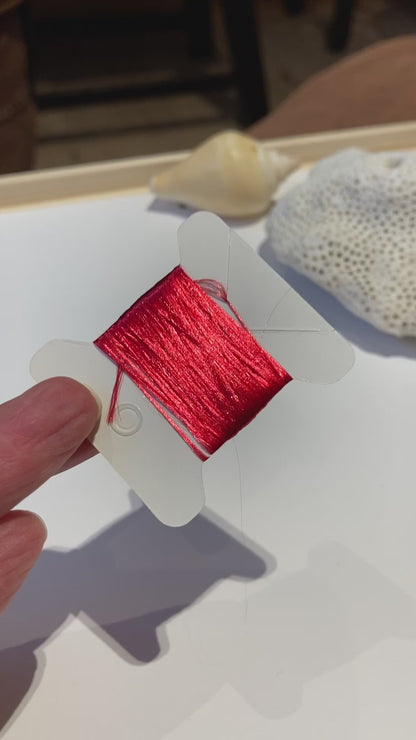 Kisses• Handmade Red Silky Thread Tree Leaf Earrings – Shiny Statement Artisan Jewelry