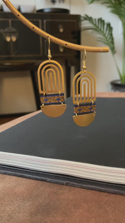 Aztec-Contemporary Design Golden Earrings