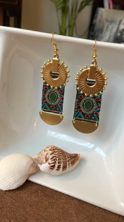 Sun.Sky.Moon • Aztec-Statement Contemporary Design Golden Earrings