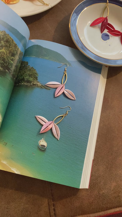 Unique Design Elegant Hand-wrapped Silky Thread Pink Floral Earrings