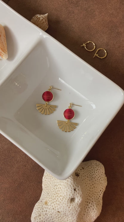 Golden Contemporary Design Silk Earring Studs