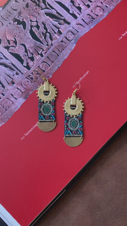 Sun.Sky.Moon • Aztec-Statement Contemporary Design Golden Earrings