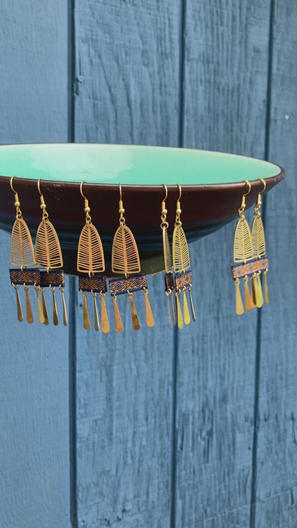 Aztec-Contemporary Design Golden Tassel Earrings