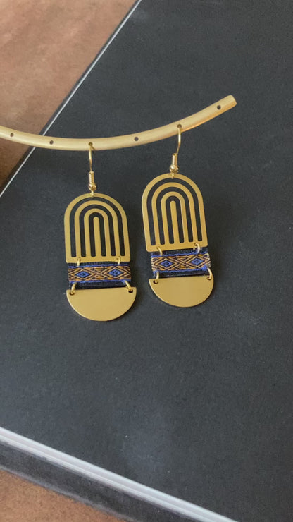Aztec-Contemporary Design Golden Earrings