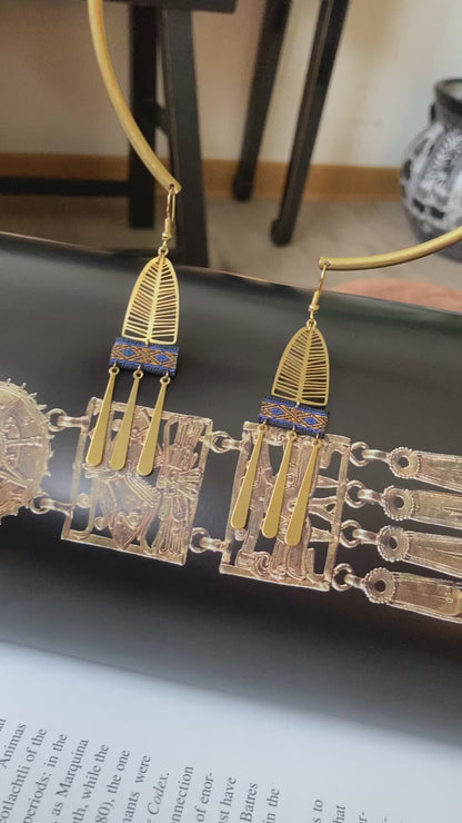 Aztec-Contemporary Design Golden Tassel Earrings