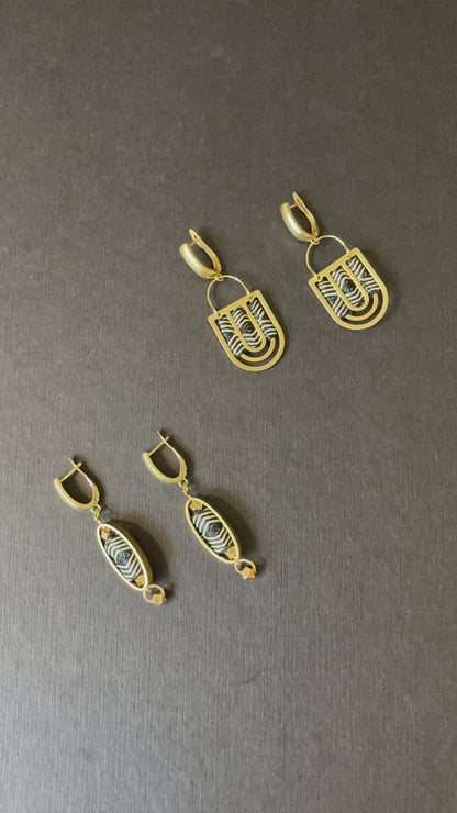 Debbie•Aztec-Unique Design Golden Geometric Earrings