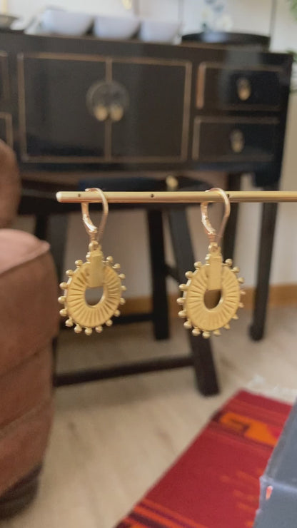 Discovery - Geometric Design Multi-Style Golden Hammered Brass Earrings