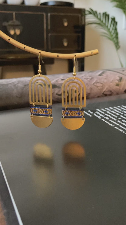Aztec-Contemporary Design Golden Earrings