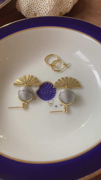 Golden Contemporary Design Silk Earring Studs