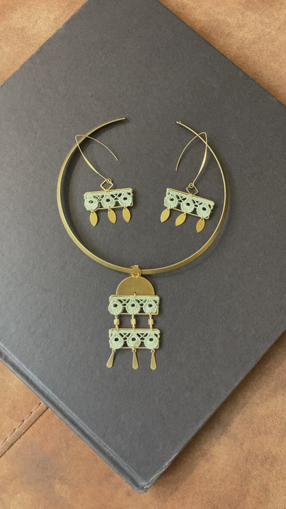 Aztec-Earrings & Necklace|Choker Set | Unique Contemporary Design