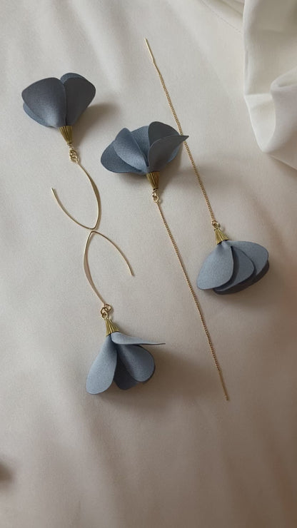 Forever Love-Elegante Floral Earrings-Silver Sky Blue