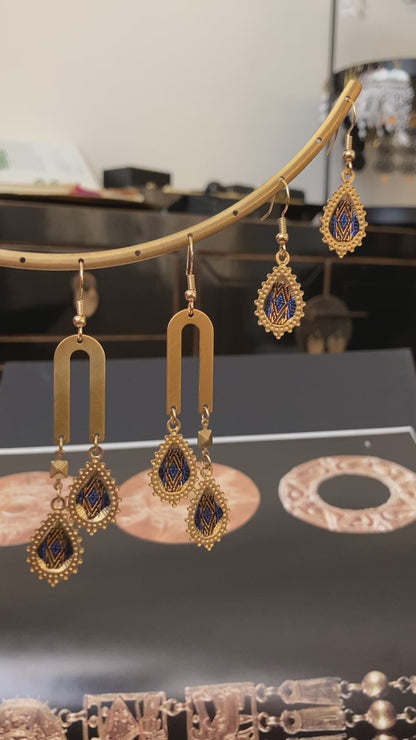 Aztec-Golden Contemporary Design Dangling Earrings