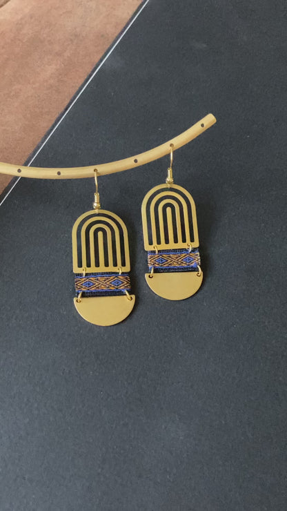Aztec-Contemporary Design Golden Earrings
