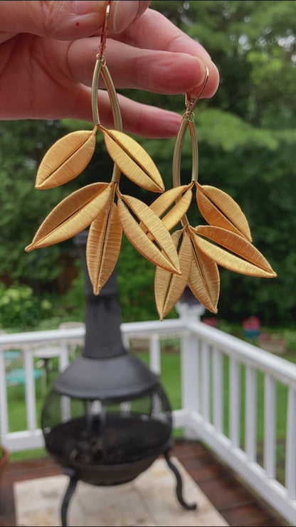 Penny•Unique Design Statement 6+Way-to-Style Gold Silky Thread Floral Earrings-Handmade Cultural Jewelry